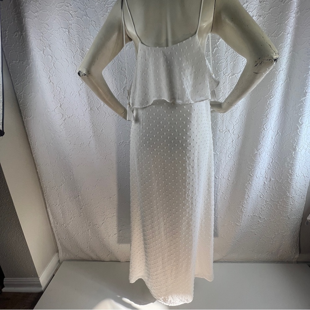 Moon River Maxi Dress Swiss Dot Lace Ruffle White Womens Small - Picture 7 of 12